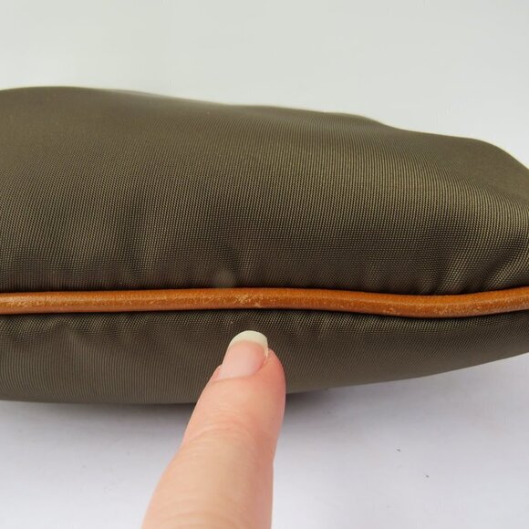 Lauren Ralph Lauren Vintage Surplus Olive Green Tan Leather Trim Crossbody Bag - Picture 8 of 16